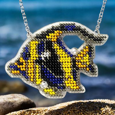 Yellow Tropical Fish by Wonderland Crafts 2025 Double-sided beading kit on plastic  base