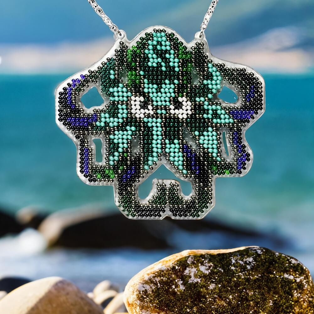 Octopus by Wonderland Crafts 2025 Bead embroidery kit on a plastic base