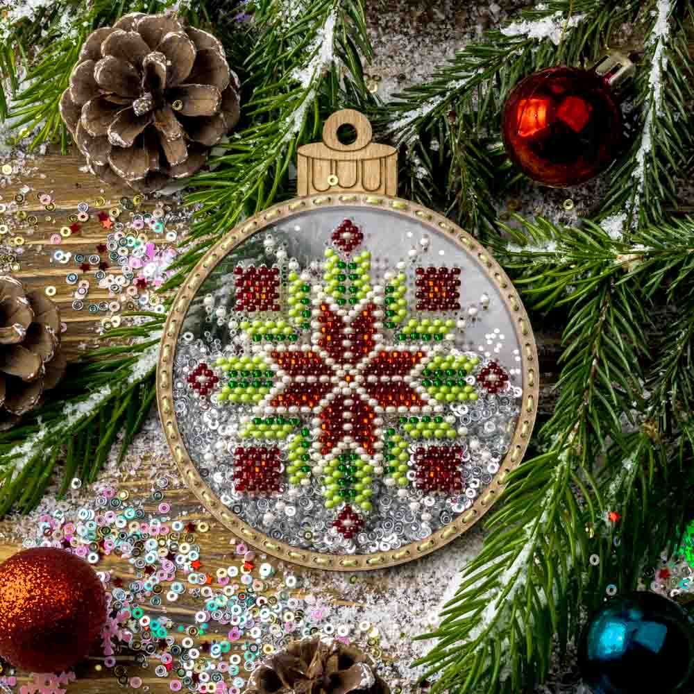 Ornaments Christmas tree ball by Wonderland Crafts Christmas Bead embroidery kit on a plastic base