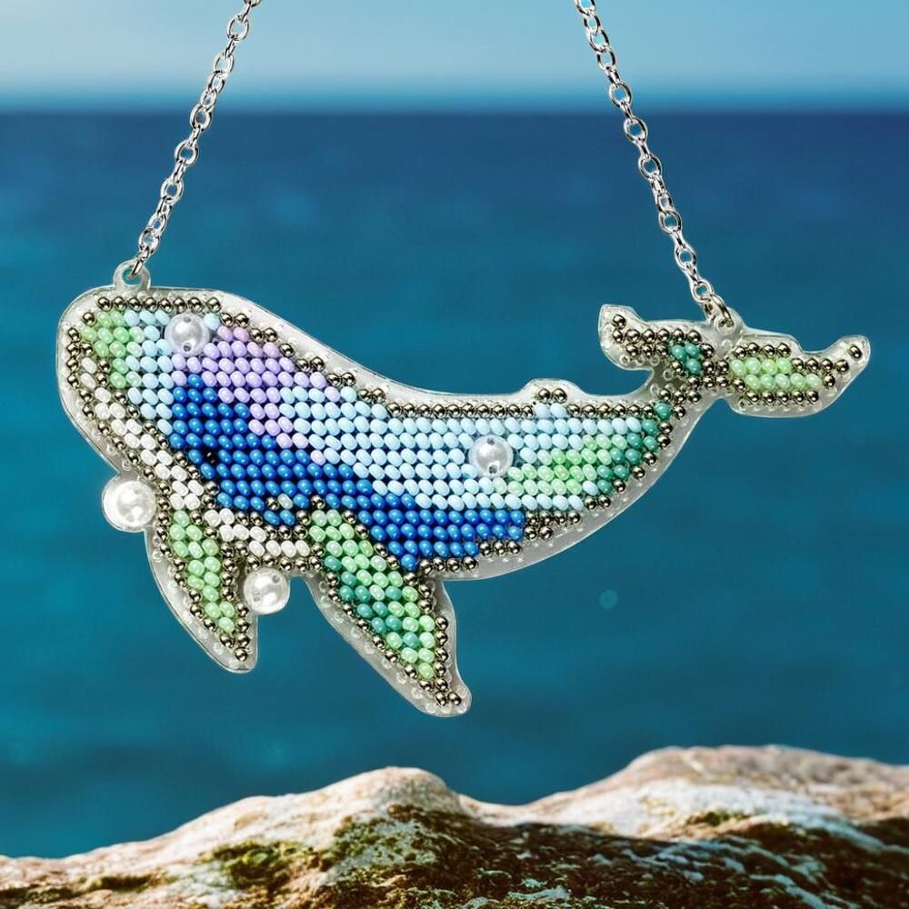 Whale by Wonderland Crafts 2025 Double-sided beading kit on plastic base