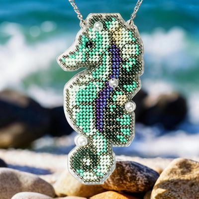 Seahorse by Wonderland Crafts 2025 Double-sided beading kit on plastic base