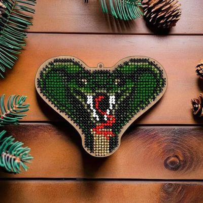 Cobra by Wonderland Crafts Christmas Bead embroidery kit on wood Made in Ukraine