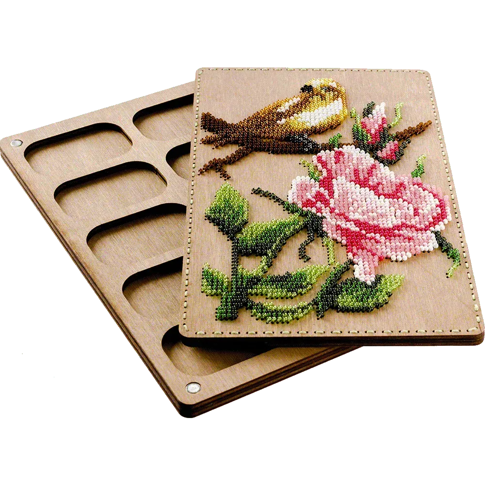 Bird and Rose Organizer for beads by Wonderland Crafts Organizer with cover for bead embroidery