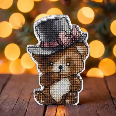 Bear In Hat by Wonderland Crafts 2024 Cross stitch kit on a plastic base. Made in Ukraine