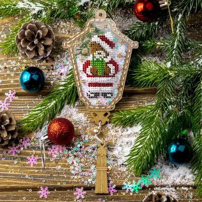 Festive Bell - Christmas Ornament by Wonderland Crafts Christmas Double-Sided Bead embroidery kit on a plastic base