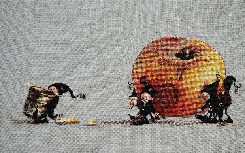 Apple (Pomme a Cidre) by Nimuë Designer Annaïck Chauvel Fairytale counted cross stitch kit or Pattern