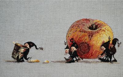 Apple (Pomme a Cidre) by Nimuë Designer Annaïck Chauvel Fairytale counted cross stitch kit or Pattern