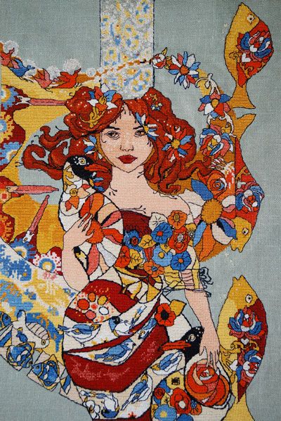 Bigoudenn Rouz by Nimuë Designer Annaïck Chauvel Counted cross stitch Pattern/Kit