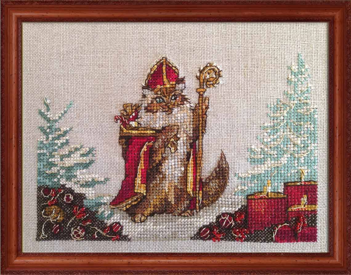 Chat Nicolas by Nimuë Designer Annaïck Chauvel Christmas kitten counted cross stitch kit and pattern 2015