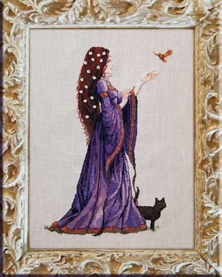 The Lady of the Cat by Nimuë Designer Annaïck Chauvel Counted cross stitch Kit or pattern, design released 2023