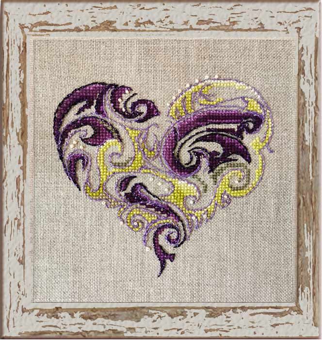 Graphic Heart (Coeur Graphic) by Nimuë Designer Annaïck Chauvel Counted cross stitch Pattern
