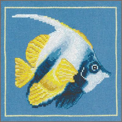 Yellow angle fish by Lanarte 2025 Animal Collection Counted cross stitch Kit