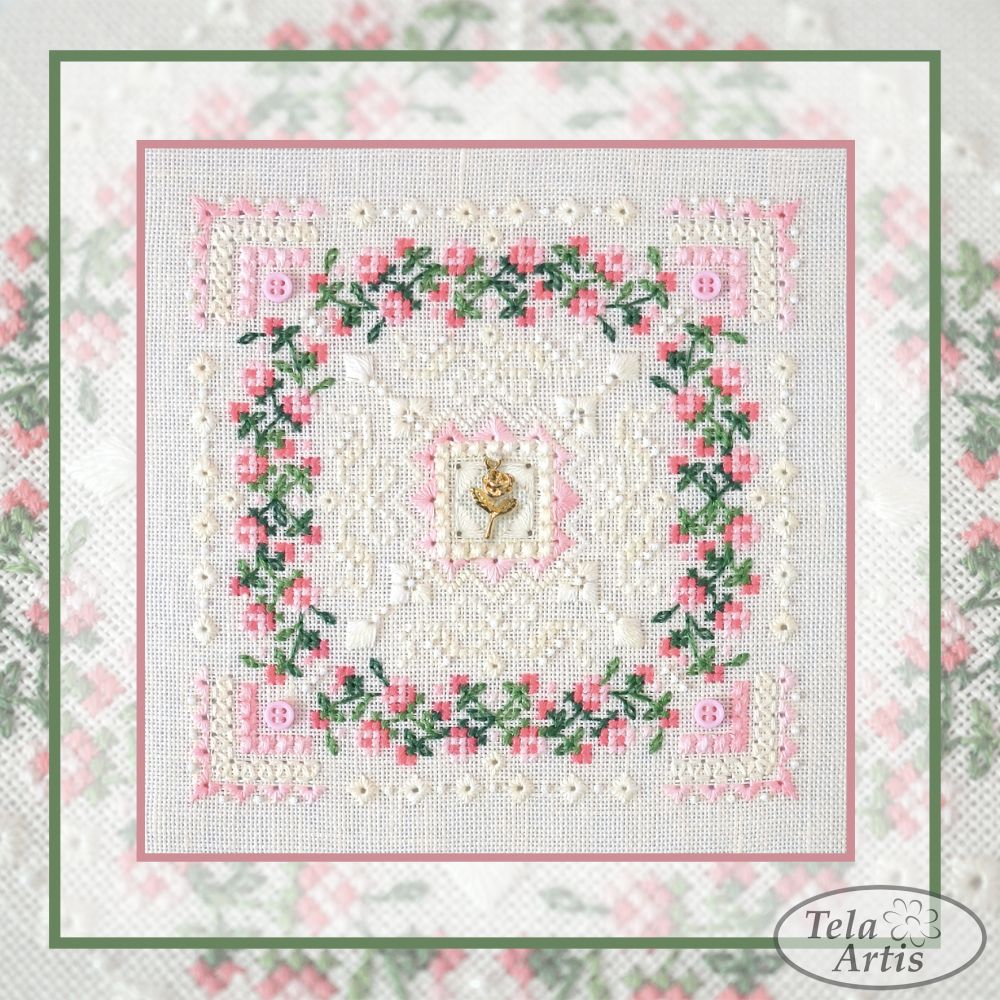 Rose marshmallow by Tela Artis Marshmallow series Cross and decorative stitches embroidery kit
