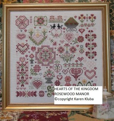 Hearts of the Kingdom by Rosewood Manor Design. Primitive cross stich pattern for your love