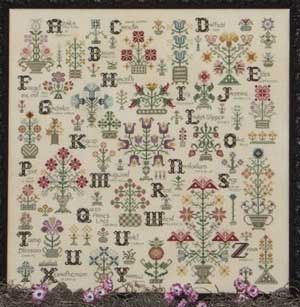 Language of the Flowers by Rosewood Manor Design 2009 Primitive Sampler Cross stich pattern