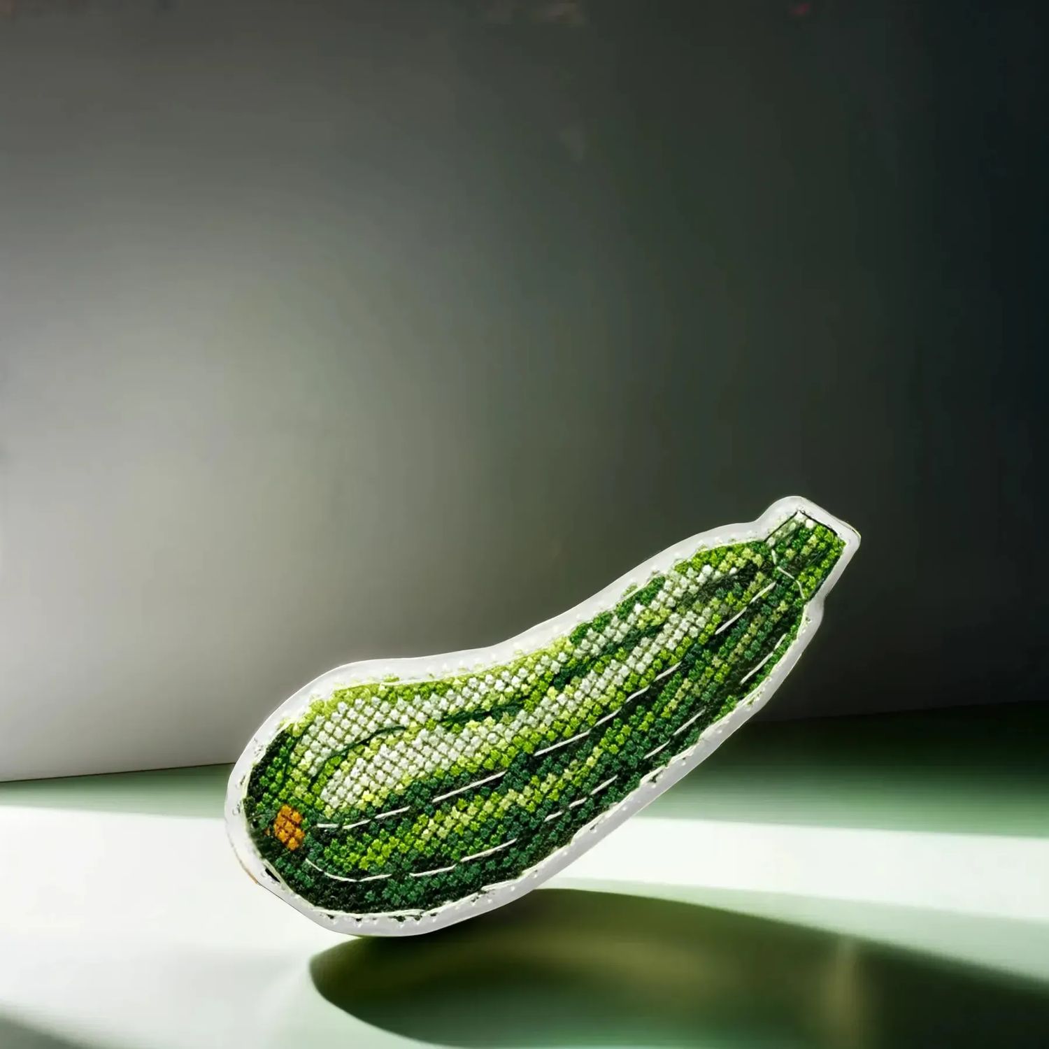 Zucchini by Wonderland Crafts Double-Sided Cross stitch kit on a plastic base with magnet