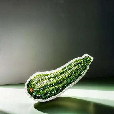 Zucchini by Wonderland Crafts Double-Sided Cross stitch kit on a plastic base with magnet