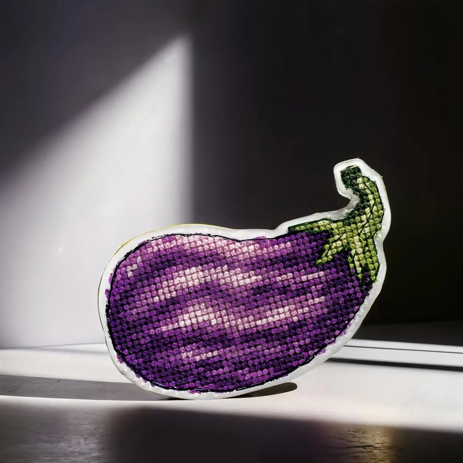 Eggplant by Wonderland Crafts Double-Sided Cross stitch kit on a plastic base with magnet