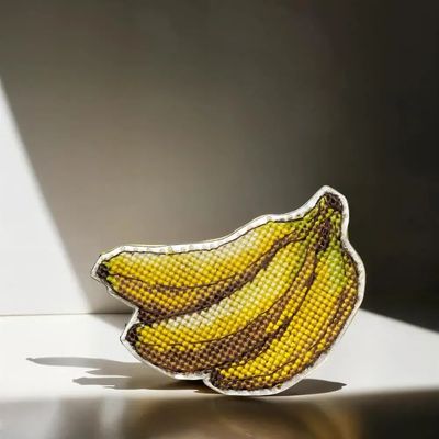 Bananas by Wonderland Crafts Double-Sided Cross stitch kit on a plastic base with magnet