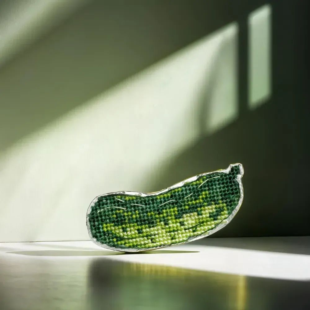 Cucumber by Wonderland Crafts Double-Sided Cross stitch kit on a plastic base with magnet