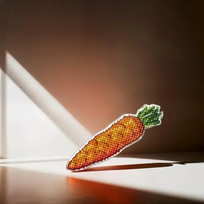 Carrot by Wonderland Crafts Double-Sided Cross stitch kit on a plastic base with magnet
