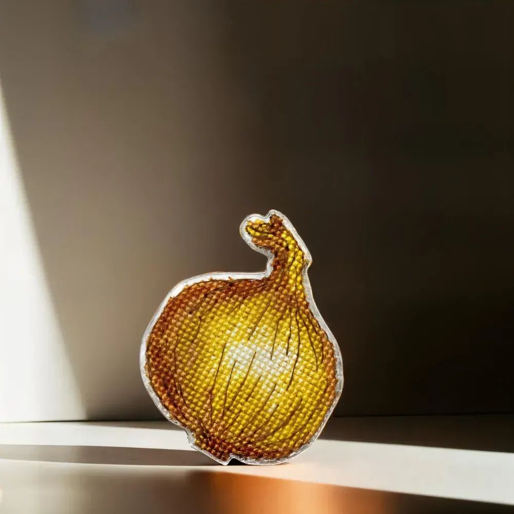 Onion by Wonderland Crafts Double-Sided Cross stitch kit on a plastic base with magnet