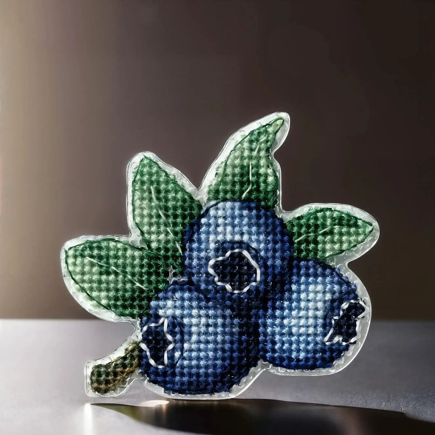 Blueberry by Wonderland Crafts Double-Sided Cross stitch kit on a plastic base with magnet
