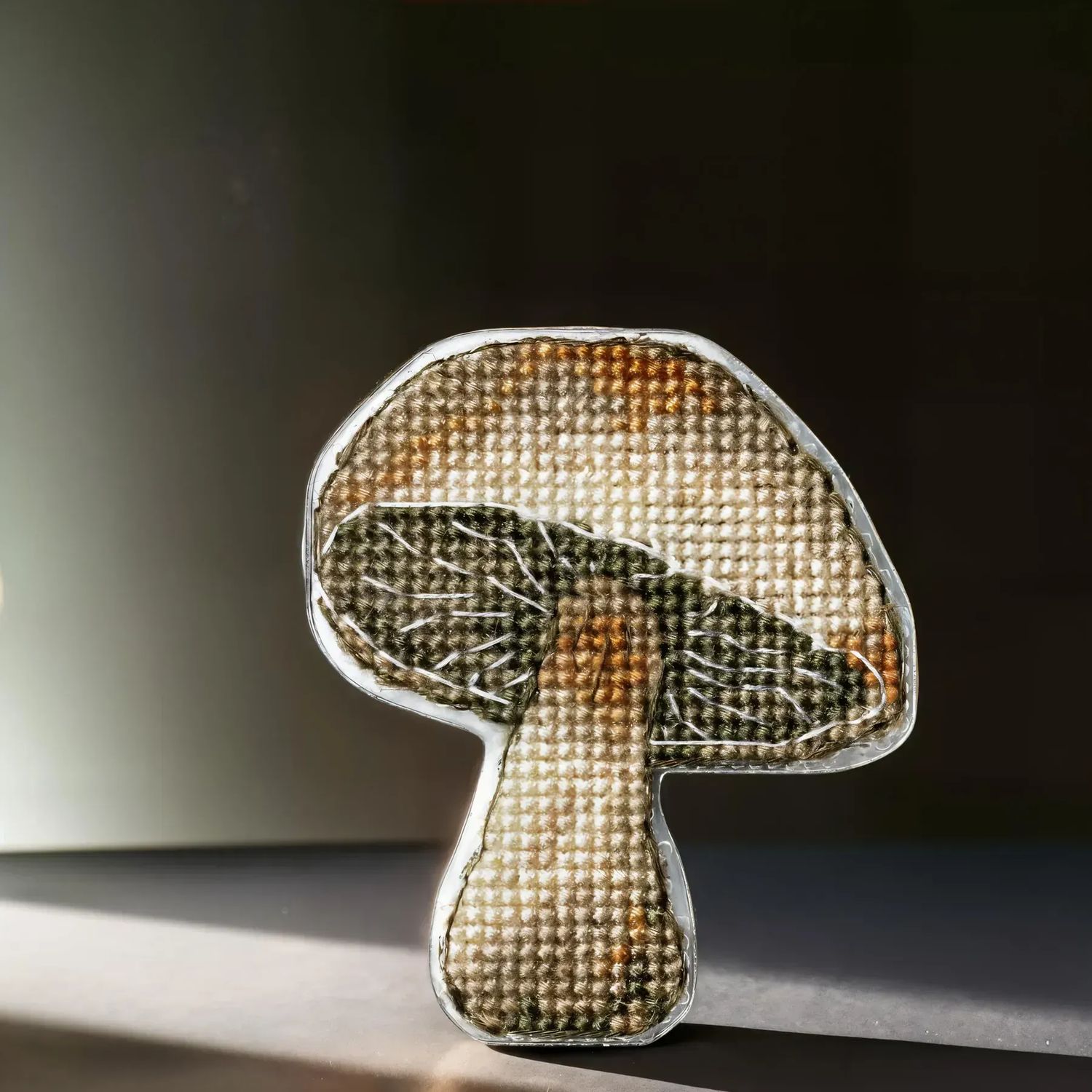 Mushroom by Wonderland Crafts Double-Sided Cross stitch kit on a plastic base with magnet