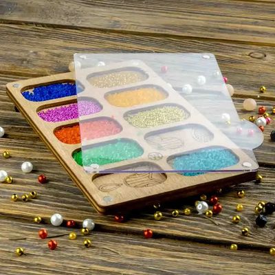 Rectangle Bead Organizer Box With Clear Lid by Wonderland Crafts Wooden organizer