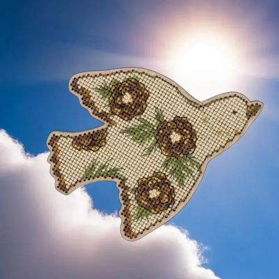 Free bird Marigold by Wonderland Crafts Cross stitch kit on plywood base Made in Ukraine