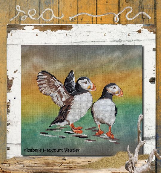 Le Vanneau Huppé (Crested Lapwing) by Isabelle Haccourt Vautier Collection Oleron by ISA Printed cross stich pattern