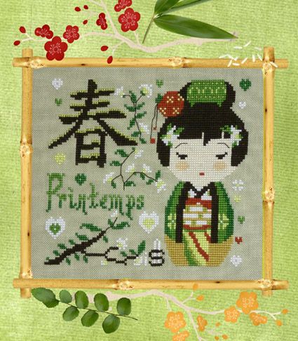 Laladoll au printemps (Laladoll in Spring) by Isabelle Haccourt Vautier Printed cross stich pattern