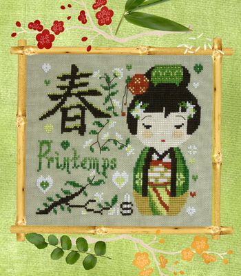 Laladoll au printemps (Laladoll in Spring) by Isabelle Haccourt Vautier Printed cross stich pattern