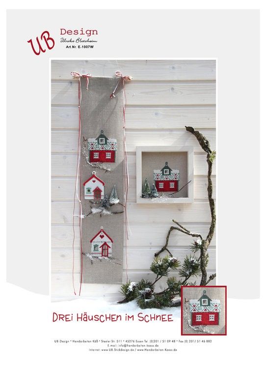 Drei Häuschen im Schnee (Three little houses in the snow) by UB-Design 2015 Counted cross-stitch pattern More on OrAbeille.com