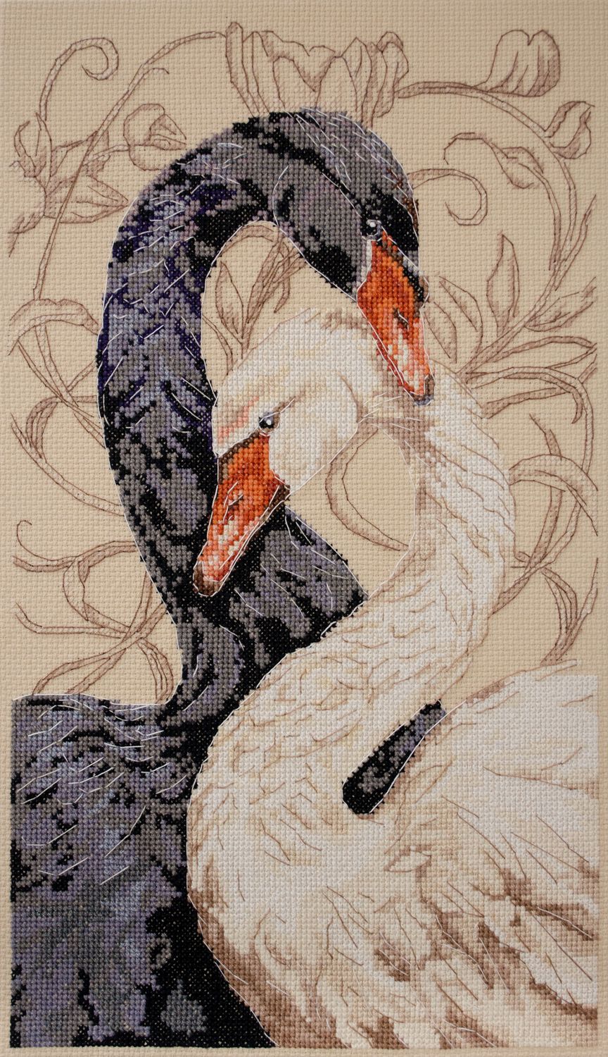 Swans of love by Abris Art Deco Scenes Collection Counted Cross Stitch Kit