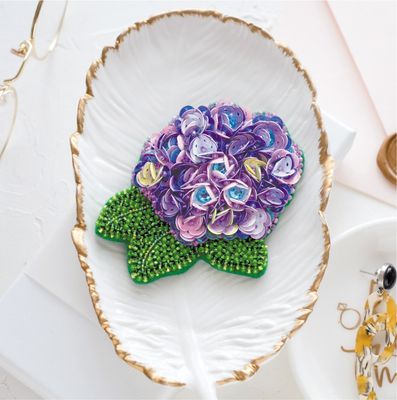 Beautiful hydrangea by Abris Art Decoration Brooches (jewelry) with beads. Bead Embroidery Kit