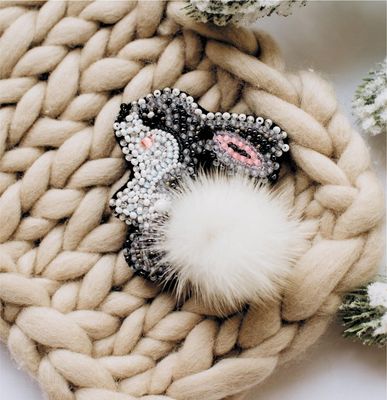 Bunny by Abris Art Decoration Brooches (jewelry) with beads. Bead Embroidery Kit