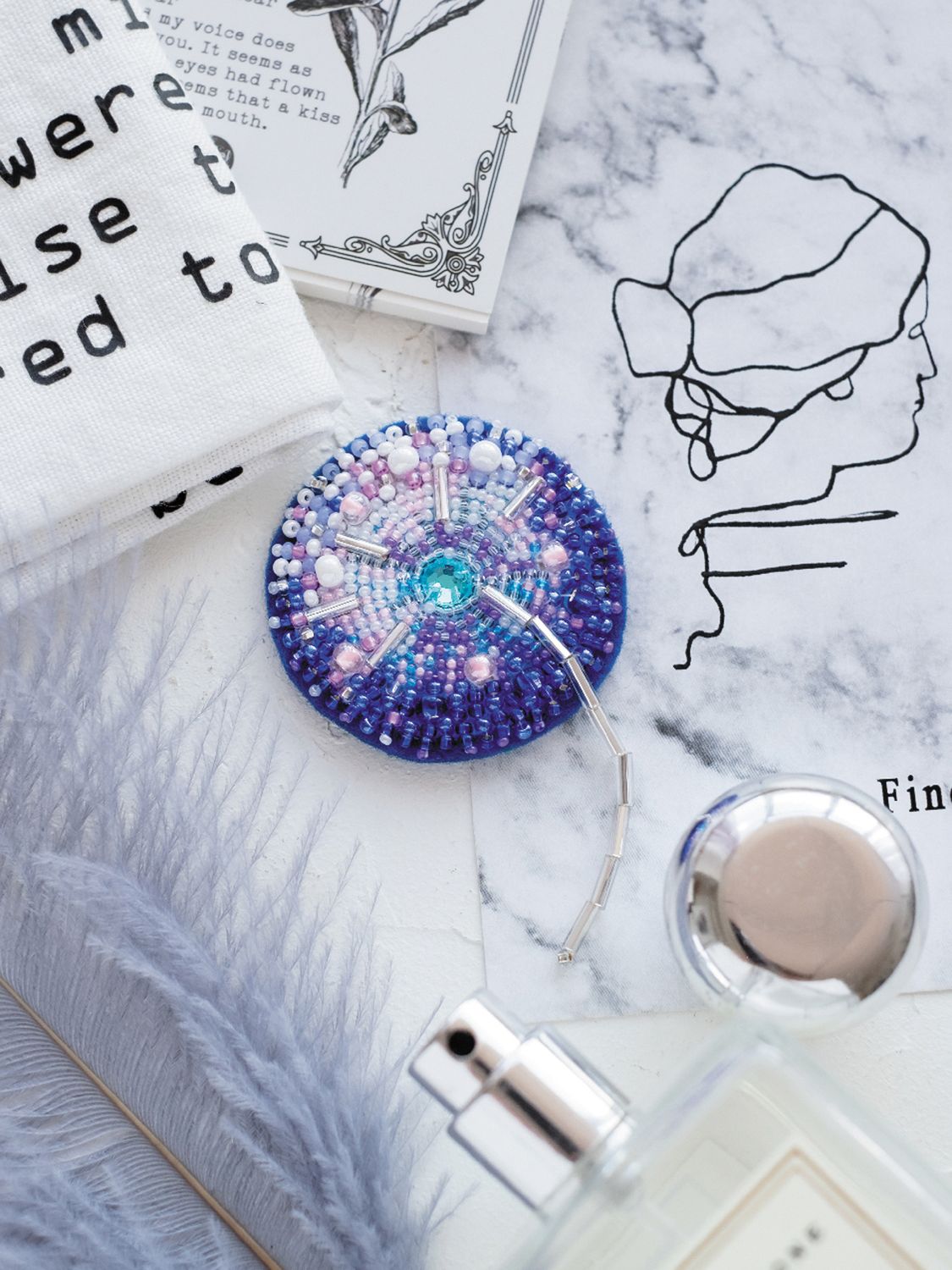 Dandelion by Abris Art Decoration Brooches (jewelry) with beads. Bead Embroidery Kit