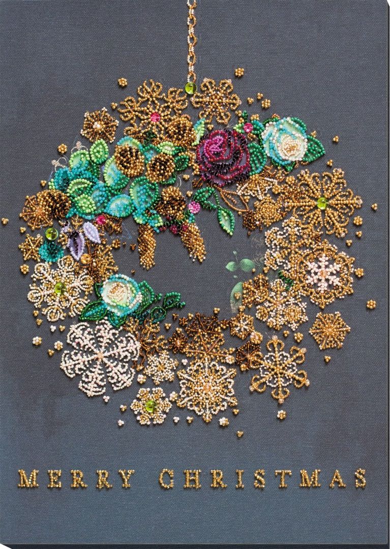 New year wreath by Abris Art. Winter tale Collection. Christmas Bead Embroidery Kit