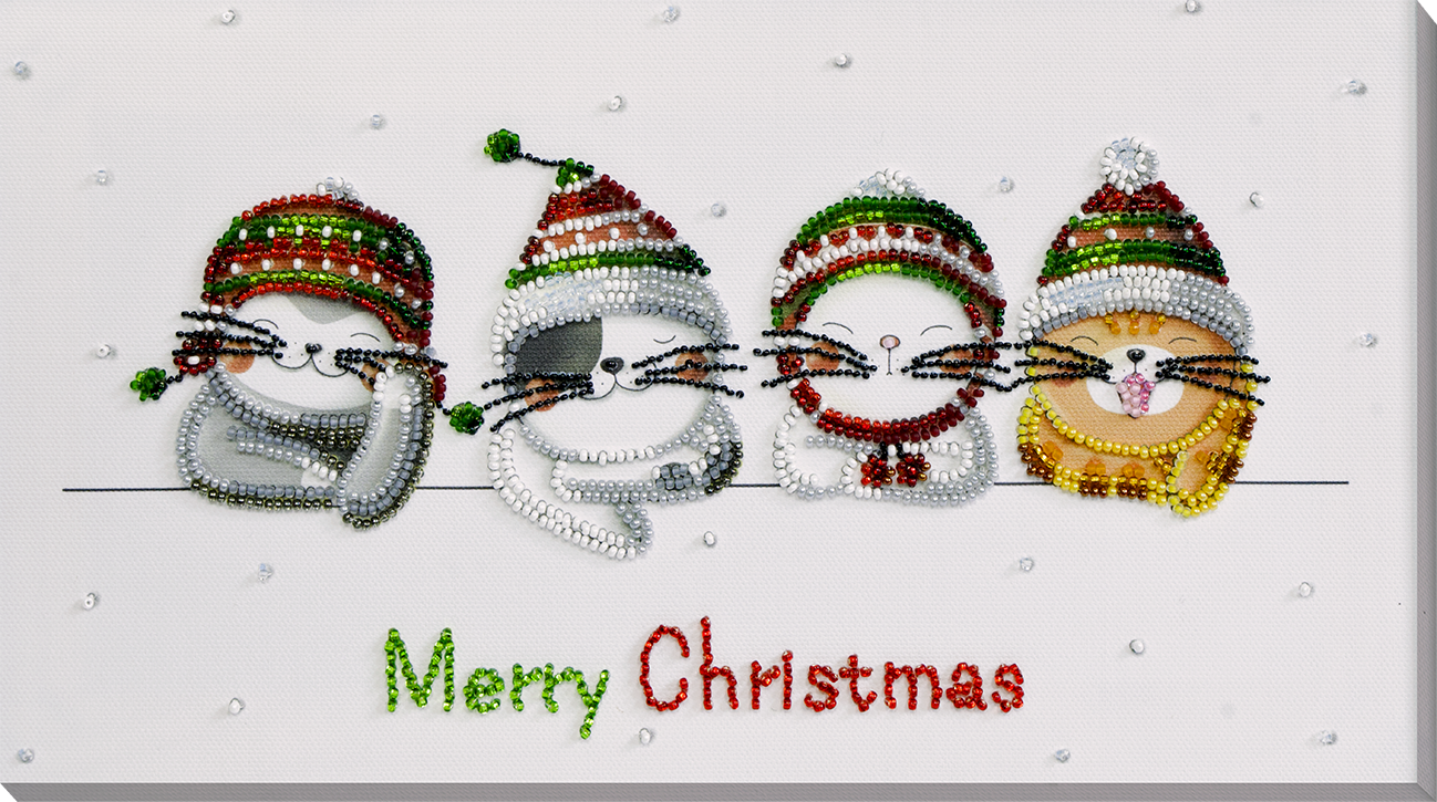 Holiday cats by Abris Art Animals Collection. Christmas Bead Embroidery Kit