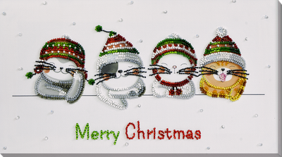 Holiday cats by Abris Art Animals Collection. Christmas Bead Embroidery Kit