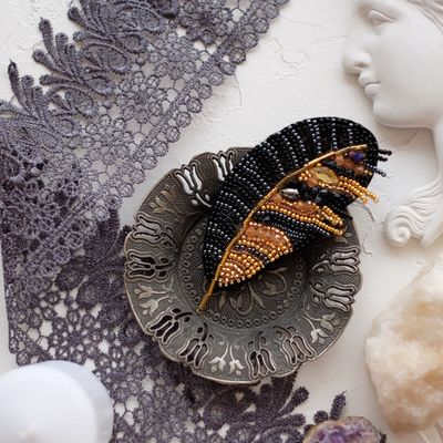 Pen by Abris Art Decoration Brooches (jewelry) with beads. Bead Embroidery Kit