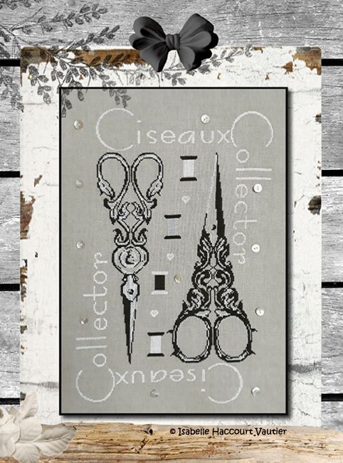 Ciseaux Collector (Collector Scissors) by Isabelle Haccourt Vautier Collection Brode de Noir by ISA Printed cross stich pattern