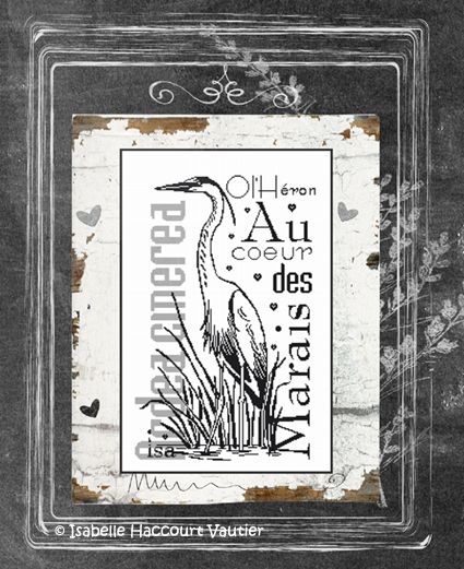 O&#39;l&#39;héron (O&#39;the Heron) by Isabelle Haccourt Vautier Collection Brode de Noir by ISA Printed cross stitch pattern