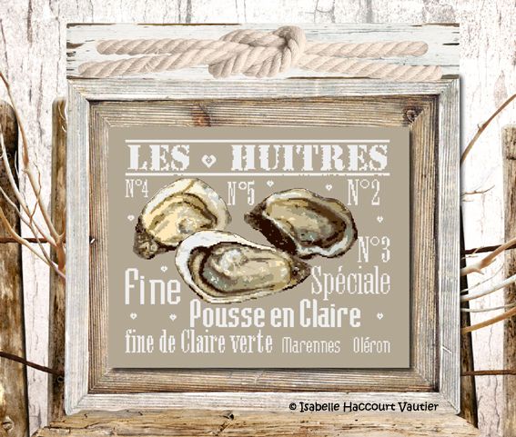 Les Huitres (The Oysters) by Isabelle Haccourt Vautier Collection Oleron by ISA Printed cross stich pattern