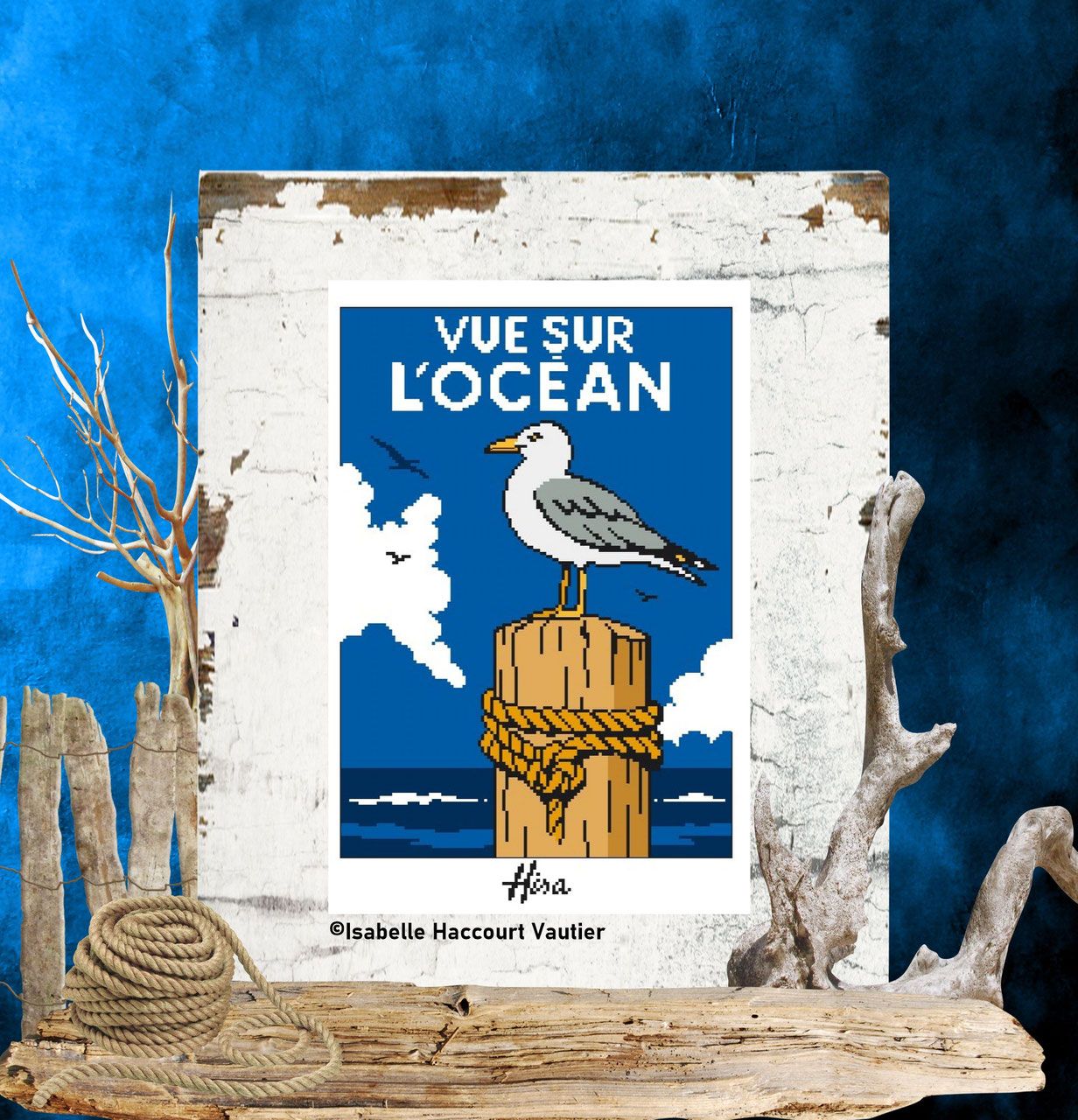 Vue sur l&#39;Océan (Ocean View) by Isabelle Haccourt Vautier Collection AFFICHES Hisa Printed cross stich pattern