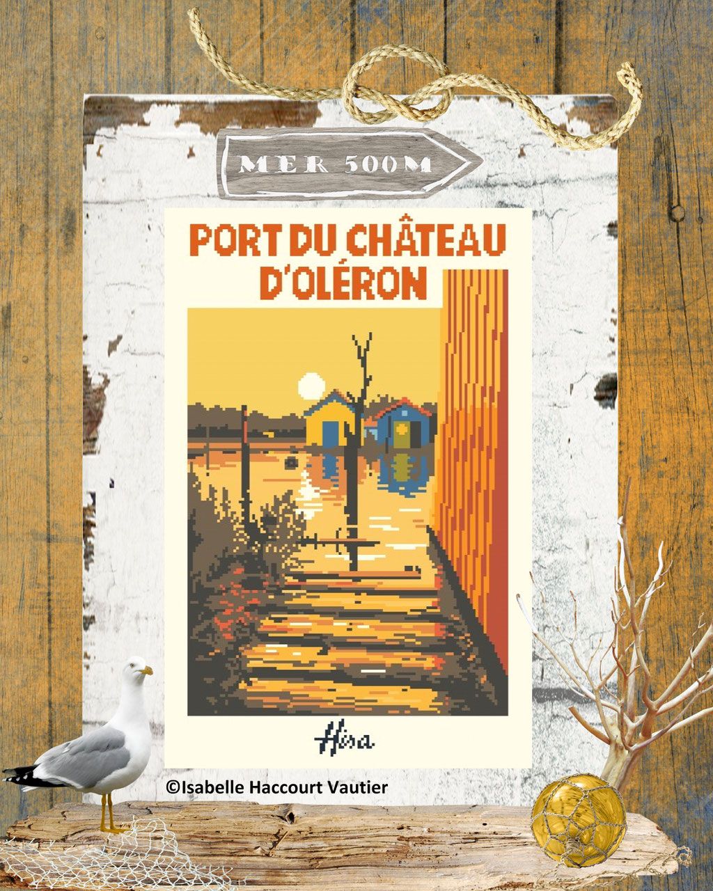 Coucher de Soleil (Sunset) by Isabelle Haccourt Vautier Collection AFFICHES Hisa Printed cross stich pattern