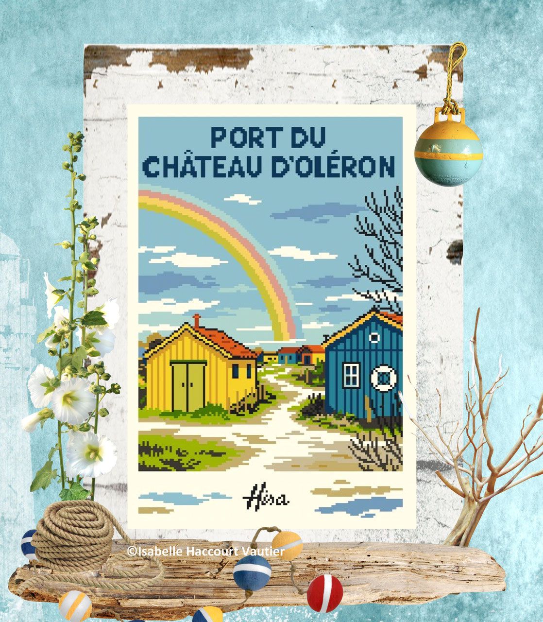Les Cabanes d&#39;en Face (The Cabins Opposite) by Isabelle Haccourt Vautier Collection AFFICHES Hisa Printed cross stich pattern