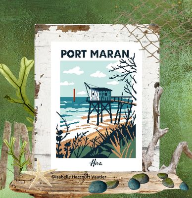 Port Maran by Isabelle Haccourt Vautier Collection AFFICHES Hisa Printed cross stich pattern