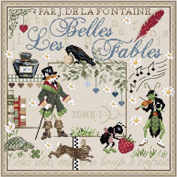 Les Belles Fables (The Beautiful Fables) by Madame la Fee Counted Cross stitch pattern or Kit